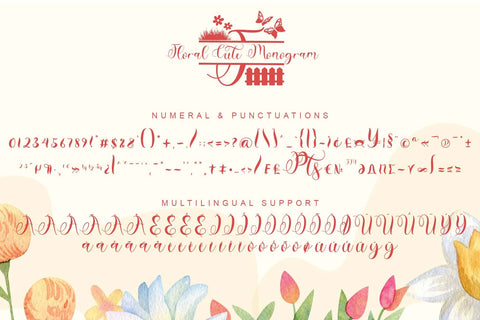 Floral Cute Monogram Font Prasetya Letter 