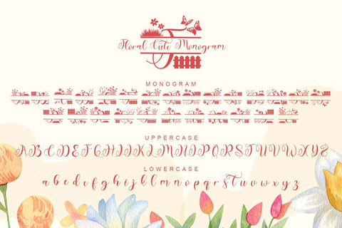 Floral Cute Monogram Font Prasetya Letter 