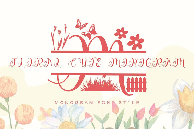 Floral Cute Monogram Font Prasetya Letter 