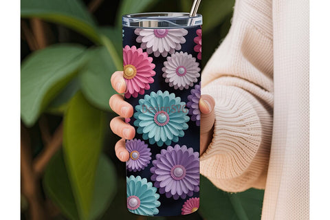 Floral Daisy 20oz Tumbler Wrap Sublimation DesignSVG 