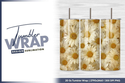Floral daisy background tumbler png texture Sublimation Regulrcrative 
