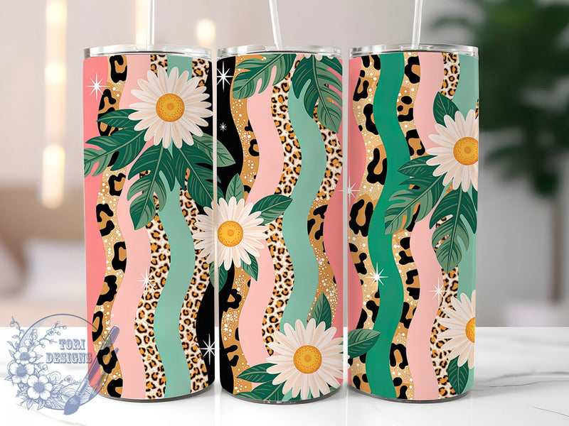 Floral Daisy Leopard Easter Tumbler, Easter Egg Tumbler, Floral Leopard Wrap, Stylish 20oz Wrap, Sublimation Design, Trendy Gift Idea, Inspirational Easter Tumbler Sublimation ToriDesigns 