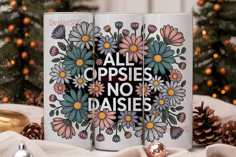 Floral Daisy Tumbler Wrap 20oz Sublimation DesignSVG 