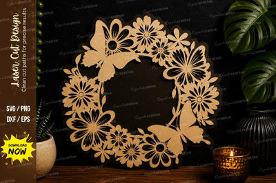 Floral Daisy Wreath laser cut svg File SVG Regulrcrative 