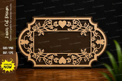 Floral Decorative Nameplate SVG Laser Cut Svg Design SVG Regulrcrative 