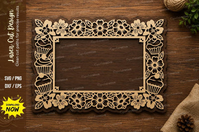 Floral Decorative Photo Frame Laser Cut SVG File SVG Regulrcrative 