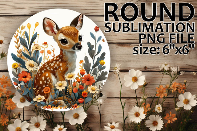 Floral Deer Car Coaster and Keychain Design Sublimation afrosvg 