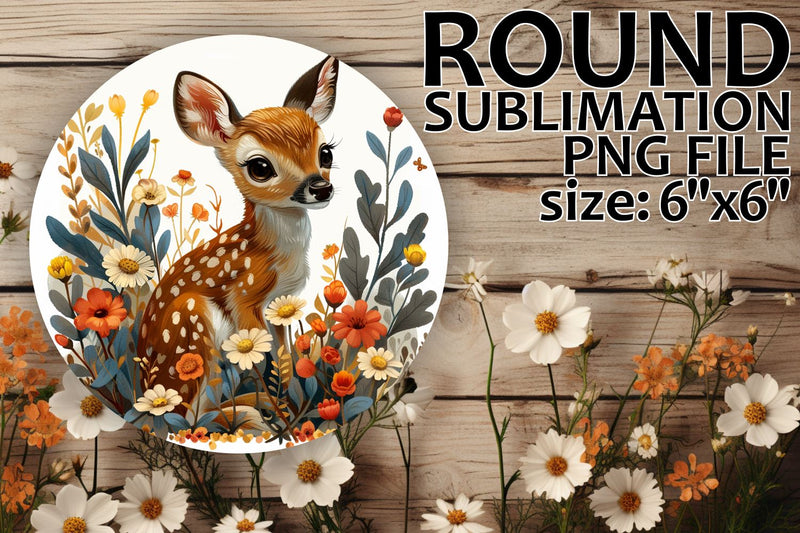 Floral Deer Car Coaster and Keychain Design Sublimation afrosvg 