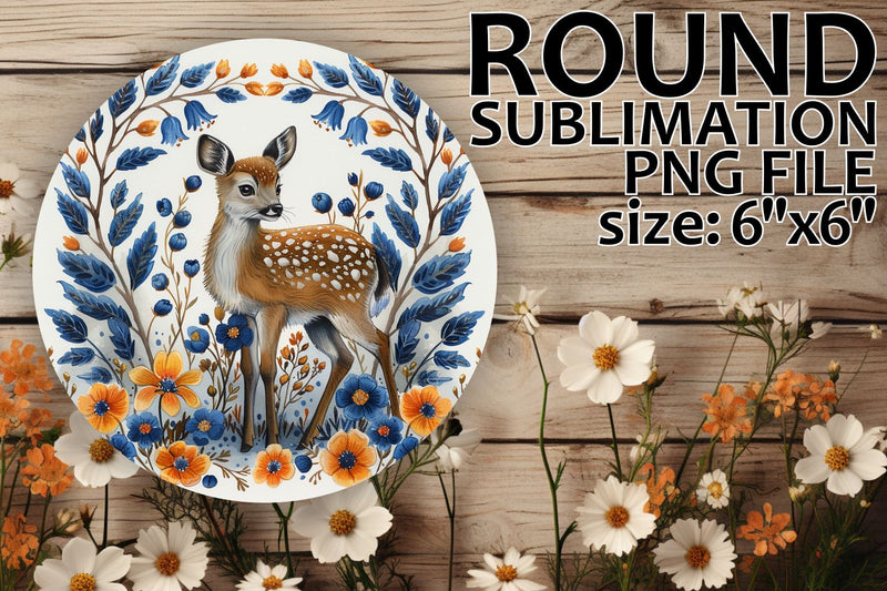 Floral Deer Car Coaster Sublimation Design Sublimation afrosvg 