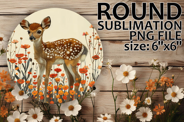 Floral Deer Design for Round Ornaments and Coasters Sublimation afrosvg 
