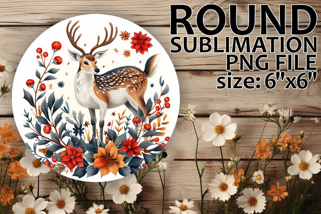 Floral Deer Ornament Design for Sublimation Sublimation afrosvg 