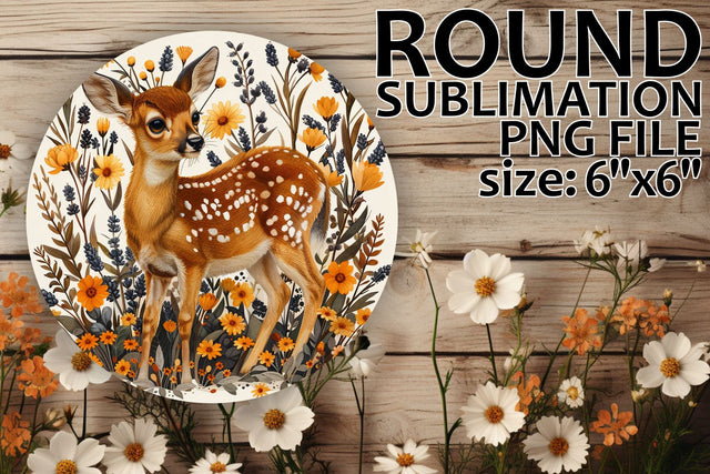 Floral Deer Round Ornament Sublimation for Keychains Sublimation afrosvg 