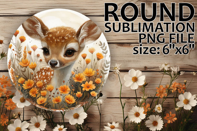 Floral Deer Round Ornament Sublimation for Keychains Sublimation afrosvg 