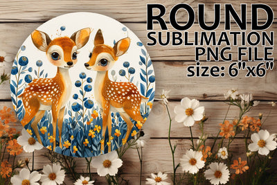 Floral Deer Sublimation for Keychains and Coasters Sublimation afrosvg 