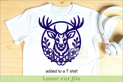 Floral Deer SVG, Stag Wall Art, Woodland Deer Laser Cut File SVG APInspireddesigns 