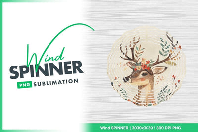 Floral deer wind spinner round design Sublimation Regulrcrative 