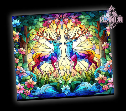 Floral Deers 20oz Tumbler Wrap Sublimation Design, Straight Tapered Tumbler Wrap, Colorful Forest Animals Tumbler Png, Instant Digital Download Sublimation SvggirlplusArt 