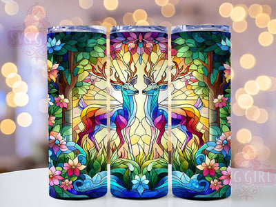 Floral Deers 20oz Tumbler Wrap Sublimation Design, Straight Tapered Tumbler Wrap, Colorful Forest Animals Tumbler Png, Instant Digital Download Sublimation SvggirlplusArt 