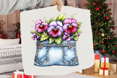 Floral Denim Pocket Clipart Bundle Sublimation SVGArt 