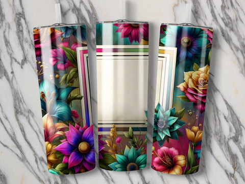 Floral Digital Tumbler Wrap, Colorful Flower Tumbler Design, Custom Tumbler PNG Sublimation Luvleigh Digitals 