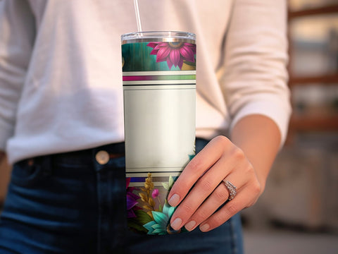Floral Digital Tumbler Wrap, Colorful Flower Tumbler Design, Custom Tumbler PNG Sublimation Luvleigh Digitals 