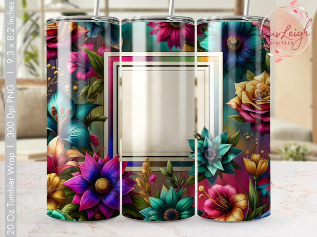 Floral Digital Tumbler Wrap, Colorful Flower Tumbler Design, Custom Tumbler PNG Sublimation Luvleigh Digitals 