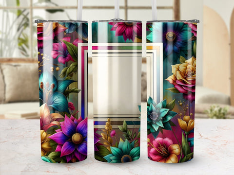 Floral Digital Tumbler Wrap, Colorful Flower Tumbler Design, Custom Tumbler PNG Sublimation Luvleigh Digitals 