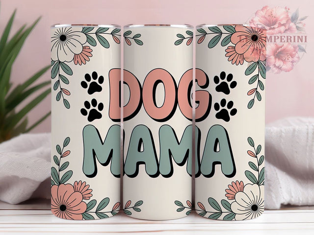 Floral Dog Mama Tumbler, Floral Design, Pet Lovers, Sublimation Art, 20oz Tumbler, Bold Pattern, Stylish Theme Sublimation Li Zamperini 