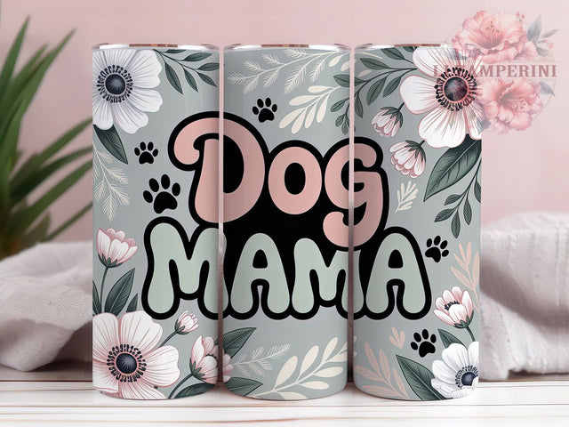 Floral Dog Mama Tumbler, Floral Design, Pet Lovers, Sublimation Art, 20oz Tumbler, Bold Pattern, Stylish Theme Sublimation Li Zamperini 