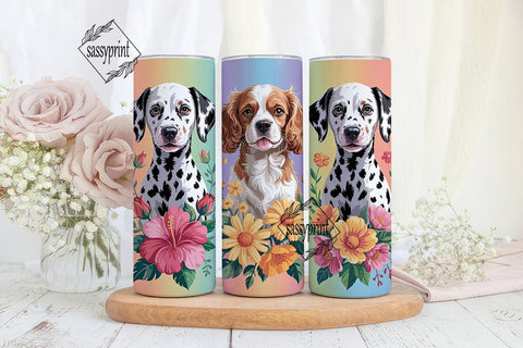 Floral Dog Portraits 20oz Tumbler Wrap Sublimation sassyprint 