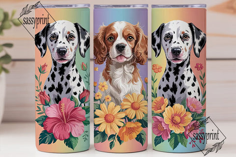 Floral Dog Portraits 20oz Tumbler Wrap Sublimation sassyprint 