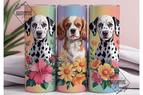 Floral Dog Portraits 20oz Tumbler Wrap Sublimation sassyprint 