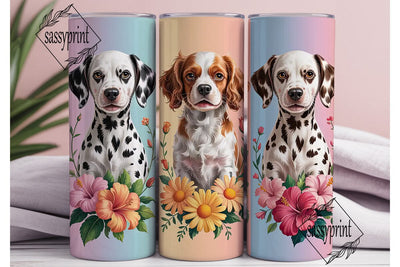 Floral Dog Portraits 20oz Tumbler Wrap Sublimation sassyprint 