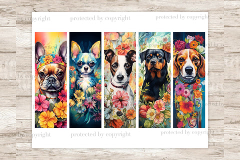 Floral Dogs Bookmarks | Pets Printable Set SVG GlamArtZhanna 