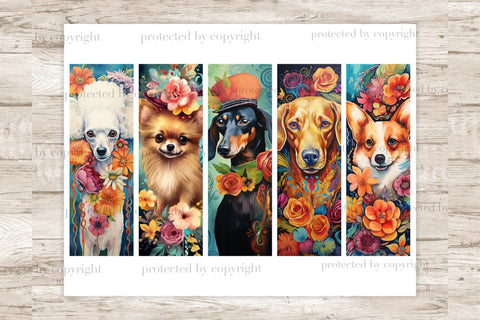 Floral Dogs Bookmarks | Pets Printable Set SVG GlamArtZhanna 