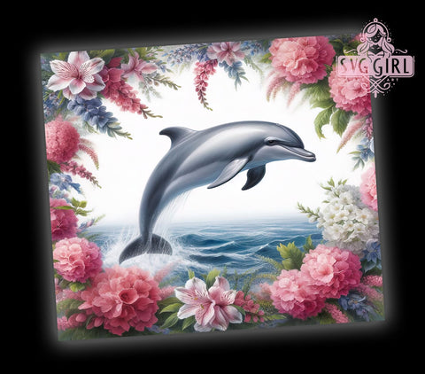 Floral Dolphin 20oz Tumbler Wrap Sublimation Design, Straight Tapered Tumbler Wrap, Dolphin Summer Tumbler Png, Instant Digital Download Sublimation SvggirlplusArt 
