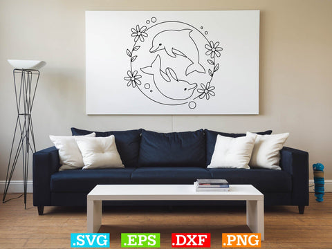 Floral Dolphin Svg Bundle, Sea Animal Svg, Dolphin Mama Svg SVG Creativeart88 