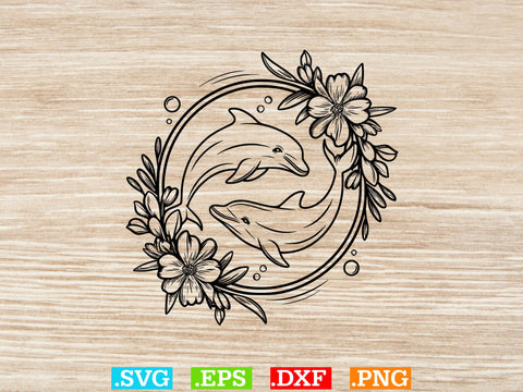 Floral Dolphin Svg Bundle, Sea Animal Svg, Dolphin Mama Svg SVG Creativeart88 