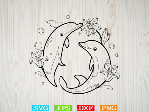 Floral Dolphin Svg Bundle, Sea Animal Svg, Dolphin Mama Svg SVG Creativeart88 