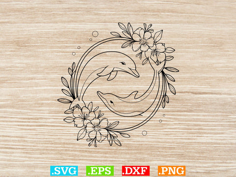 Floral Dolphin Svg Bundle, Sea Animal Svg, Dolphin Mama Svg SVG Creativeart88 