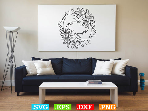 Floral Dolphin Svg Bundle, Sea Animal Svg, Dolphin Mama Svg SVG Creativeart88 