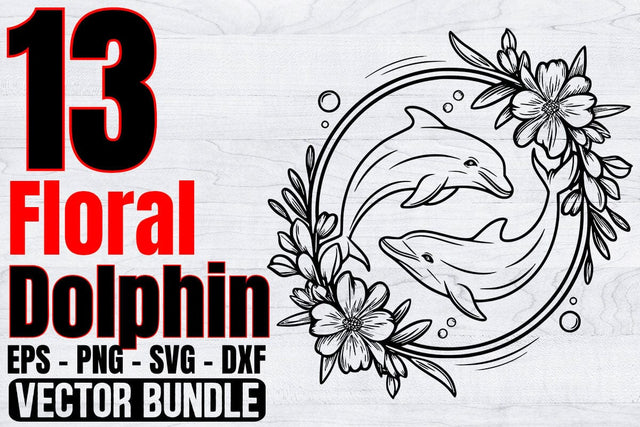 Floral Dolphin Svg Bundle, Sea Animal Svg, Dolphin Mama Svg SVG Creativeart88 