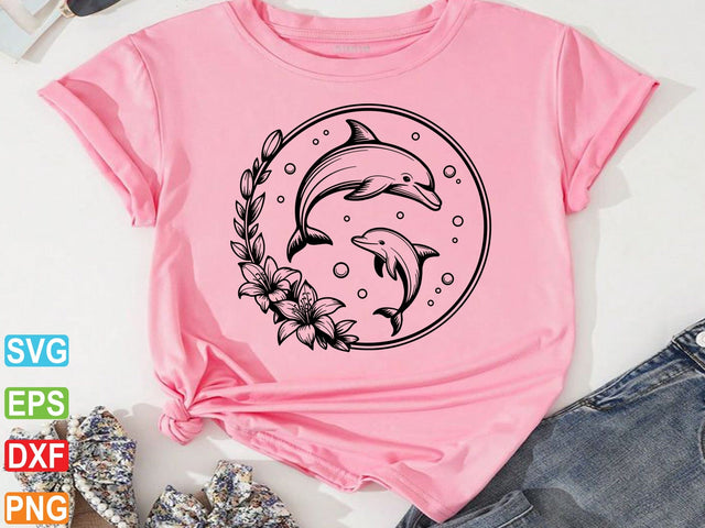Floral Dolphin SVG for Cricut, Sea Animal svg,Dolphin Lover SVG artprintfile 
