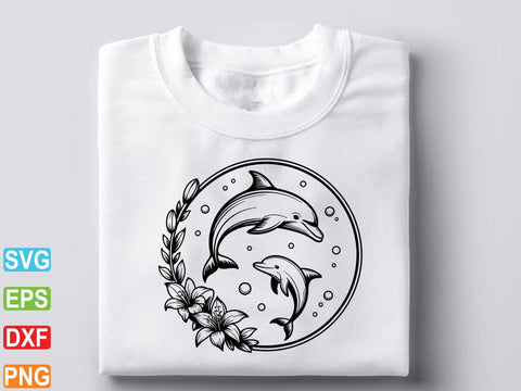 Floral Dolphin SVG for Cricut, Sea Animal svg,Dolphin Lover SVG artprintfile 