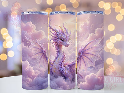 Floral Dragon Fantasy 20oz Tumbler, Dragon Design, Floral Pattern, Fantasy Theme, Mystical Style, Whimsical Charm, 20oz Wrap, Sublimation Tumbler Sublimation SvggirlplusArt 