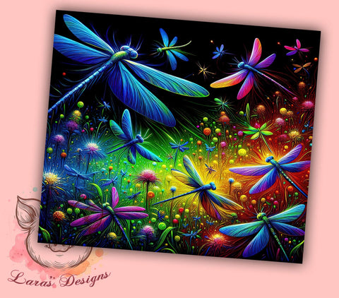 Floral Dragonfly 20oz Tumbler Png, Straight & Tapered Tumbler Png, Dragonfly Tumbler Png, Digital Download PNG Sublimation Lara' s Designs 
