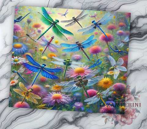 Floral Dragonfly 20oz Tumbler Wrap PNG, Dragonfly Tumbler Png, Straight & Tapered Tumbler Wrap, Instant Digital Download Sublimation Li Zamperini 