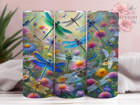 Floral Dragonfly 20oz Tumbler Wrap PNG, Dragonfly Tumbler Png, Straight & Tapered Tumbler Wrap, Instant Digital Download Sublimation Li Zamperini 