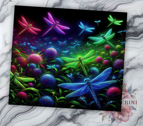 Floral Dragonfly 20oz Tumbler Wrap PNG, Dragonfly Tumbler Png, Straight & Tapered Tumbler Wrap, Instant Digital Download Sublimation Li Zamperini 