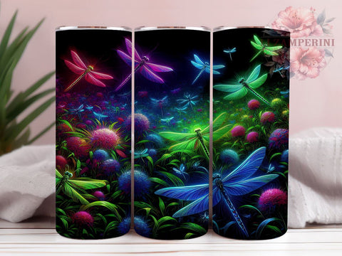 Floral Dragonfly 20oz Tumbler Wrap PNG, Dragonfly Tumbler Png, Straight & Tapered Tumbler Wrap, Instant Digital Download Sublimation Li Zamperini 